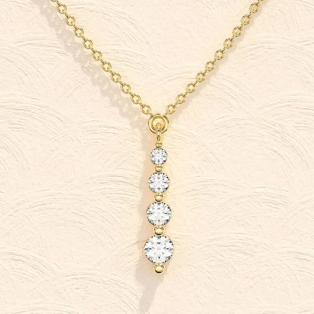 Lab Grown 1.10 CT Round Cut Diamond Mid-Century Necklace Jewel Carts