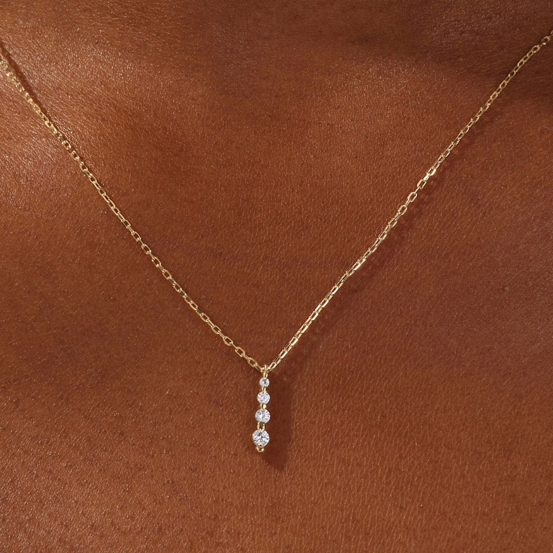 Lab Grown 1.10 CT Round Cut Diamond Mid-Century Necklace Jewel Carts