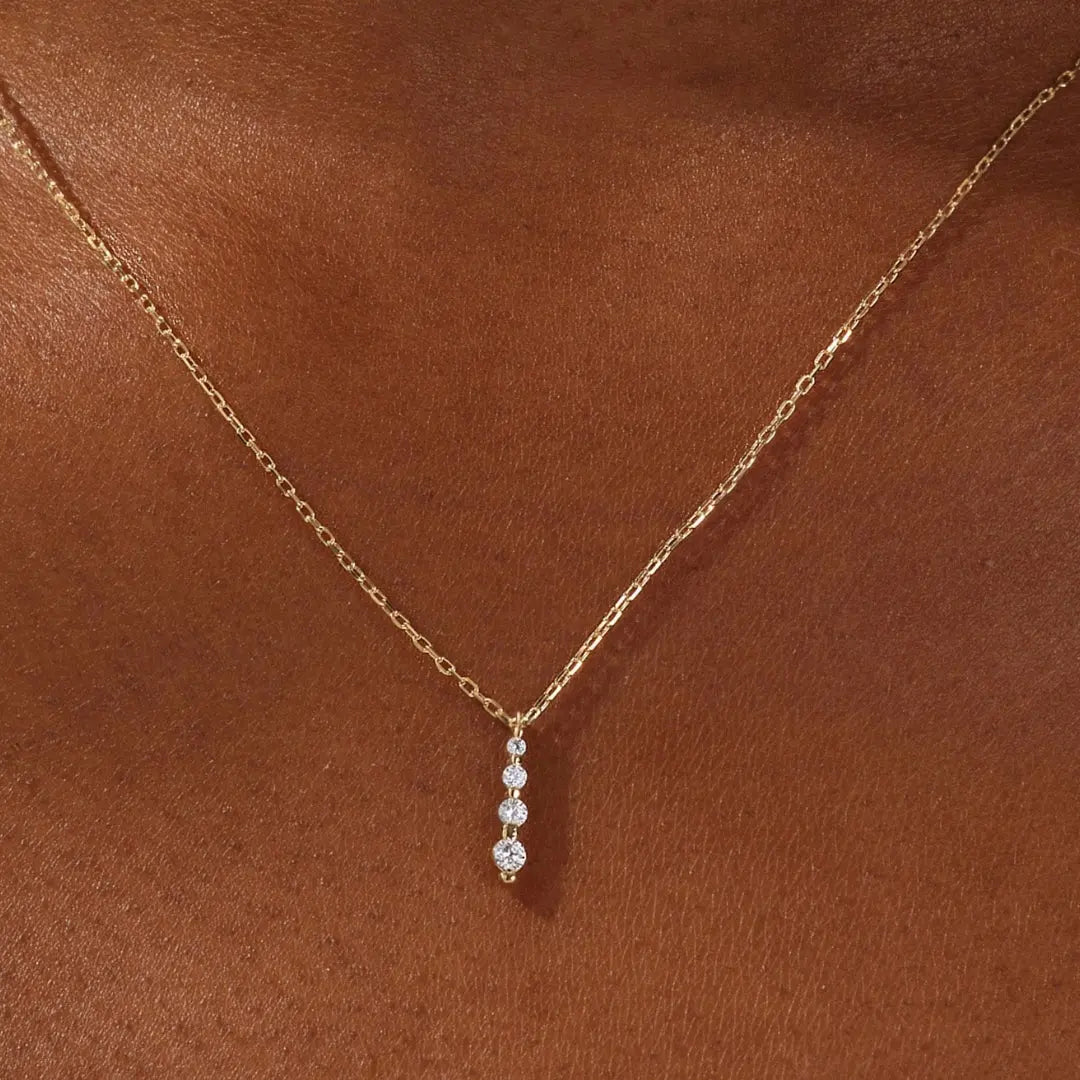 Lab Grown 1.10 CT Round Cut Diamond Mid-Century Necklace Jewel Carts
