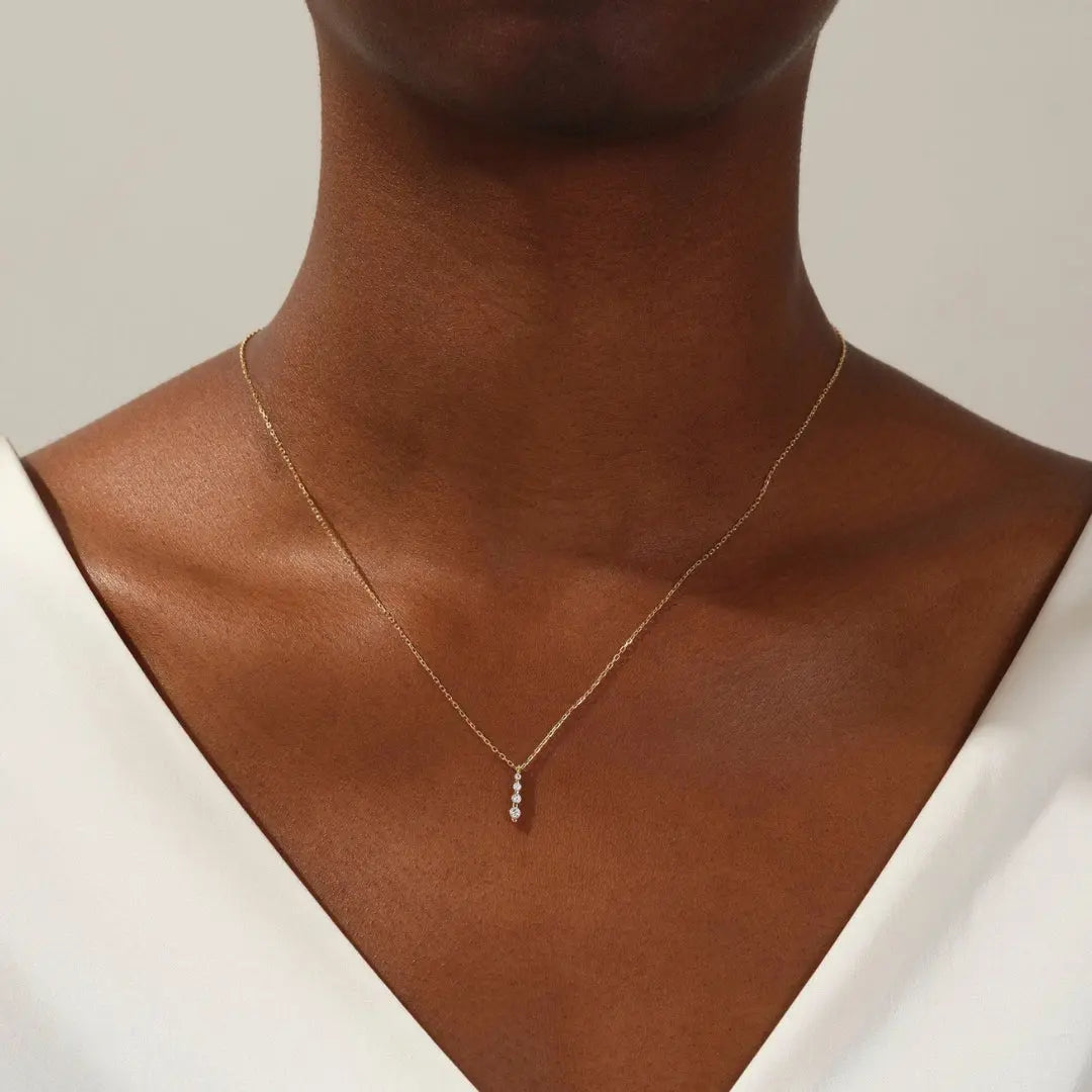 Lab Grown 1.10 CT Round Cut Diamond Mid-Century Necklace Jewel Carts