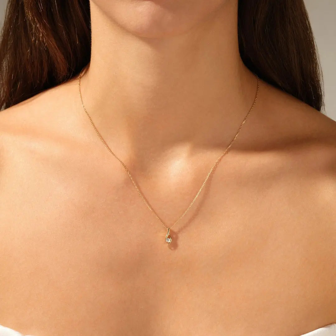 Lab Grown 1.00 CT Round Cut Diamond Minimalist Necklace Jewel Carts