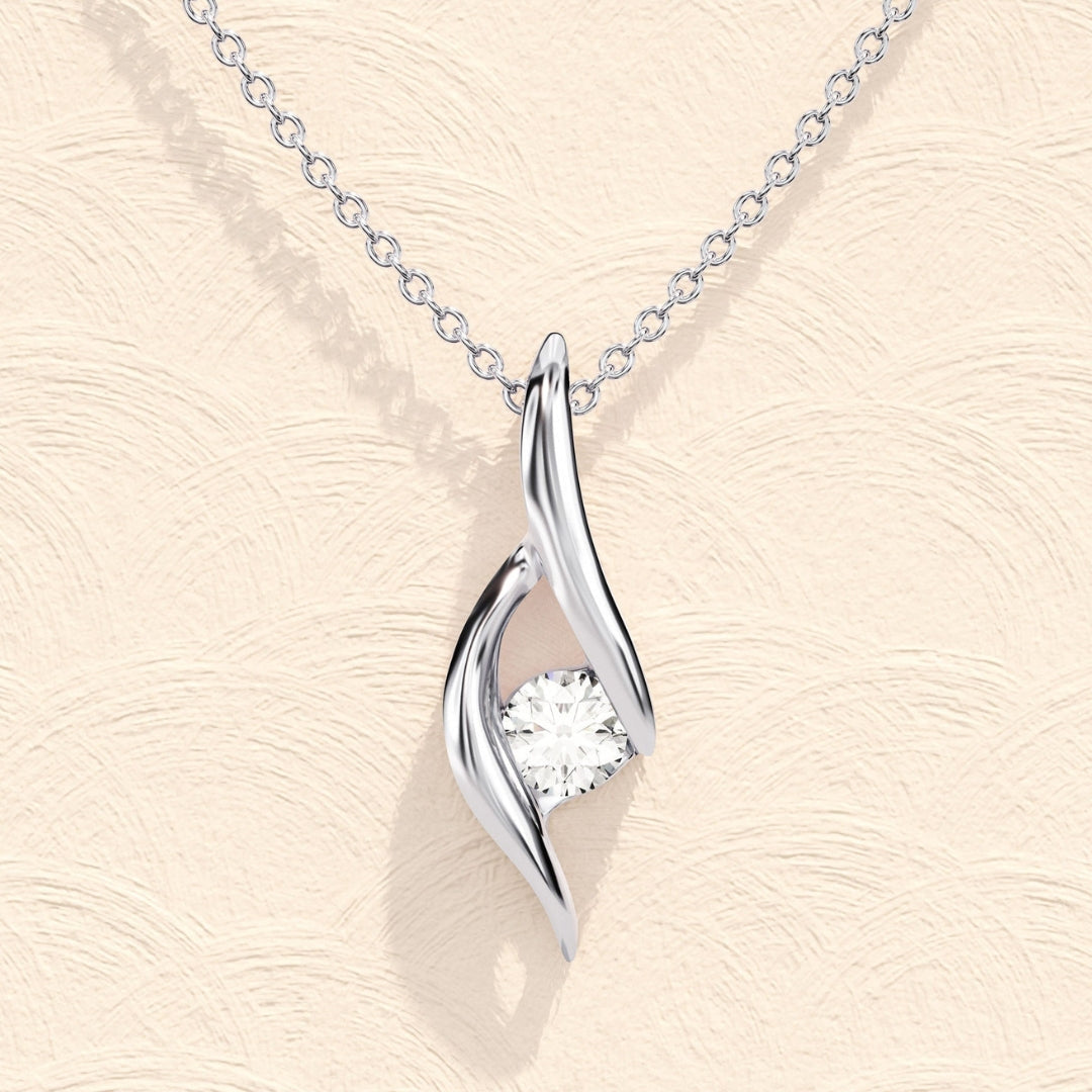Lab Grown 1.00 CT Round Cut Diamond Minimalist Necklace Jewel Carts