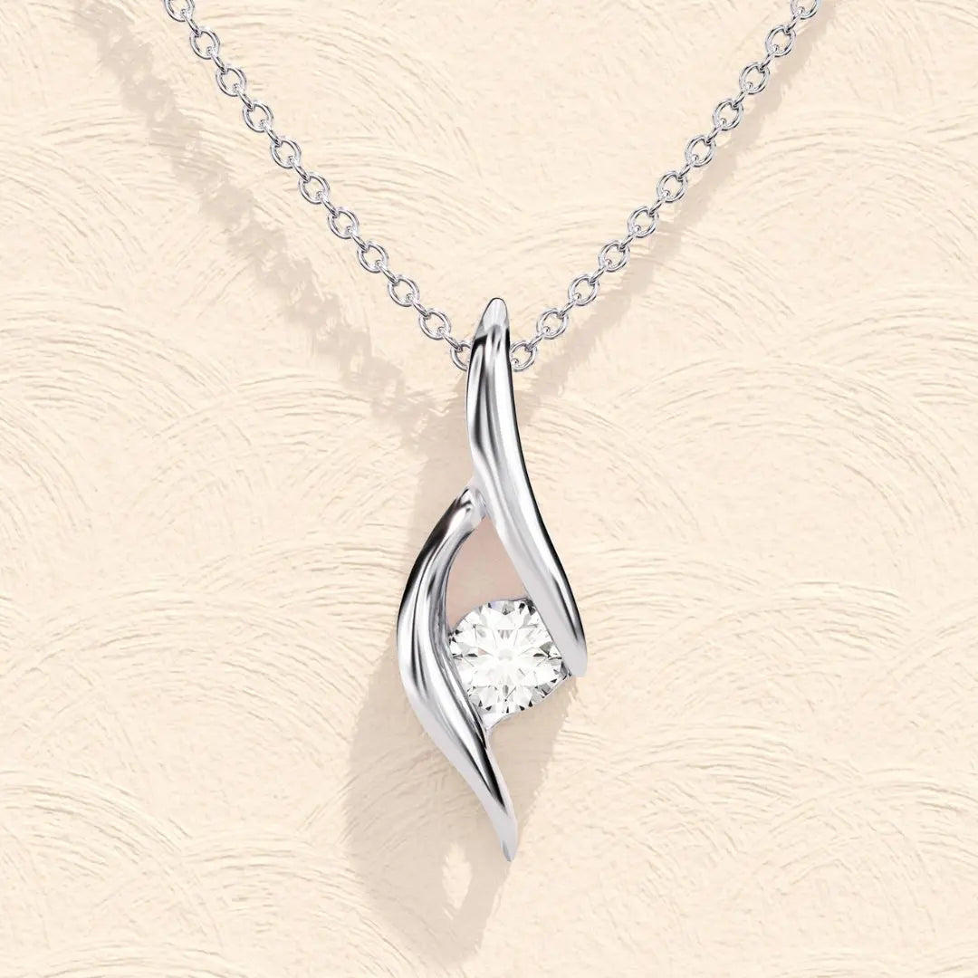 Lab Grown 1.00 CT Round Cut Diamond Minimalist Necklace Jewel Carts