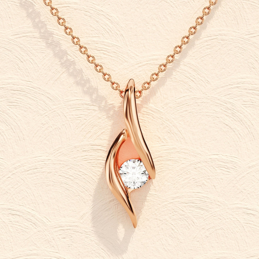 Lab Grown 1.00 CT Round Cut Diamond Minimalist Necklace Jewel Carts