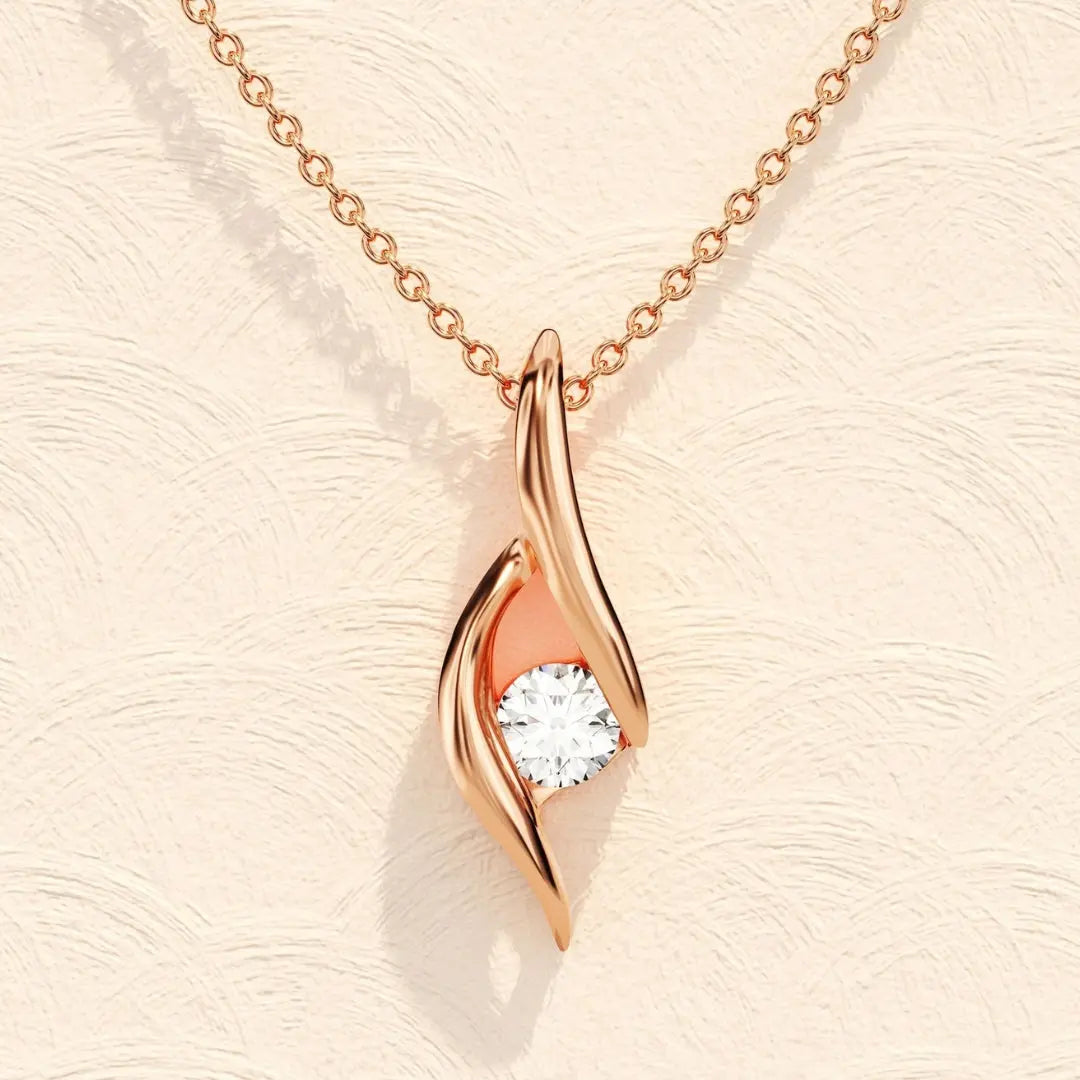 Lab Grown 1.00 CT Round Cut Diamond Minimalist Necklace Jewel Carts