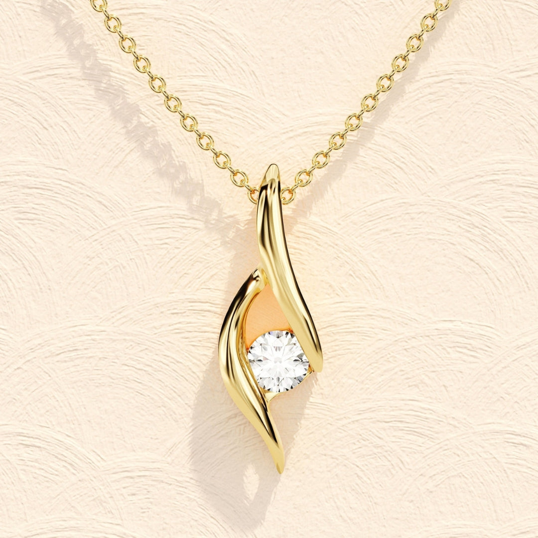 Lab Grown 1.00 CT Round Cut Diamond Minimalist Necklace Jewel Carts