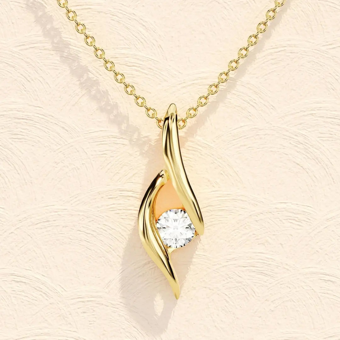 Lab Grown 1.00 CT Round Cut Diamond Minimalist Necklace Jewel Carts