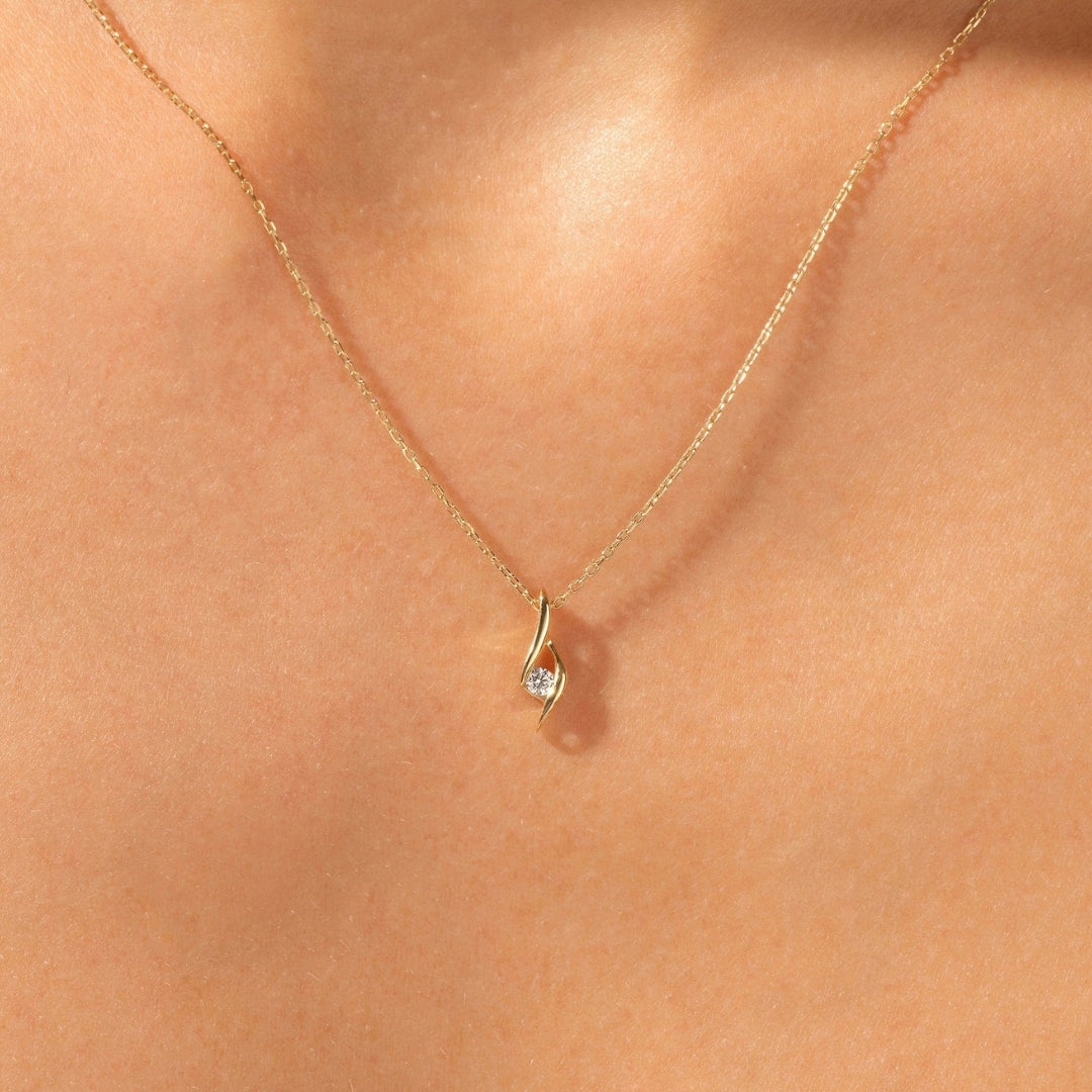 Lab Grown 1.00 CT Round Cut Diamond Minimalist Necklace Jewel Carts