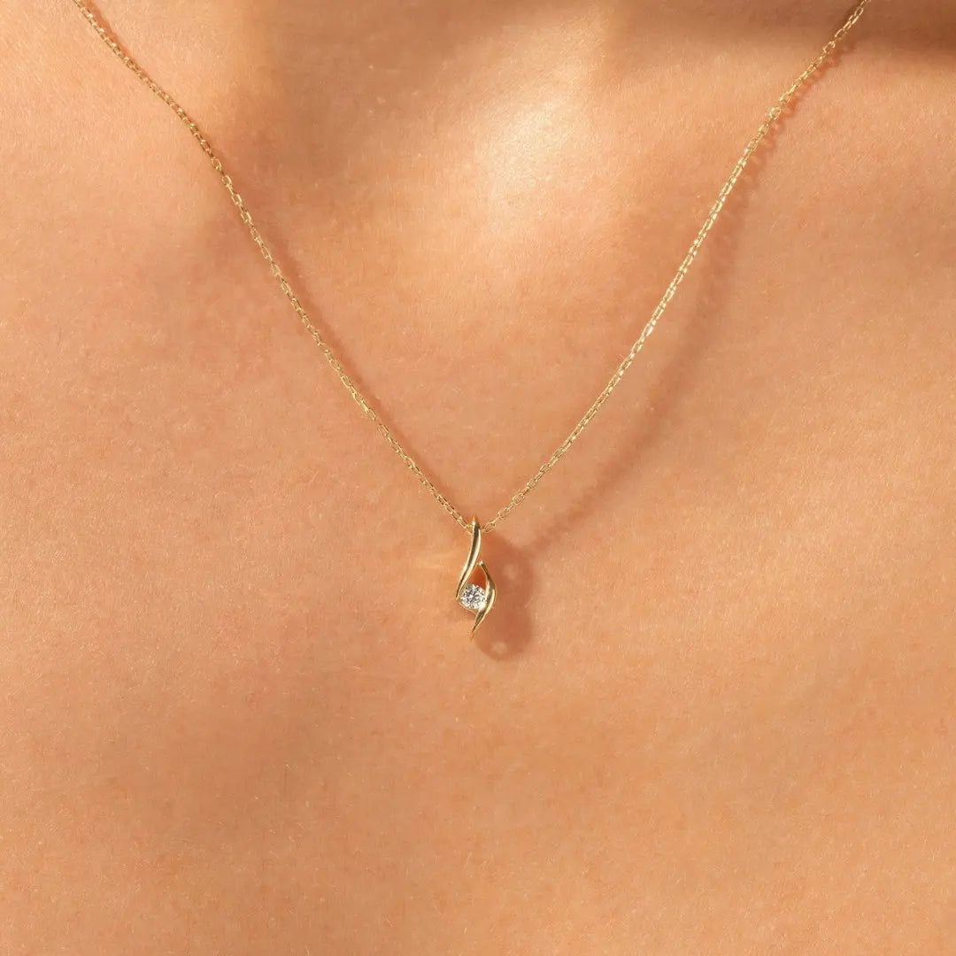 Lab Grown 1.00 CT Round Cut Diamond Minimalist Necklace Jewel Carts