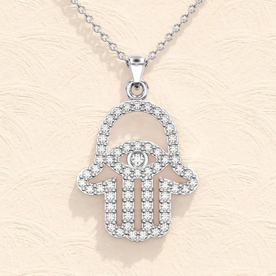 Lab Grown 1.72 CT Round Cut Diamond Boho & Hippie Necklace Jewel Carts