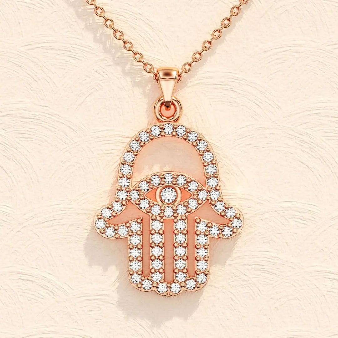 Lab Grown 1.72 CT Round Cut Diamond Boho & Hippie Necklace Jewel Carts