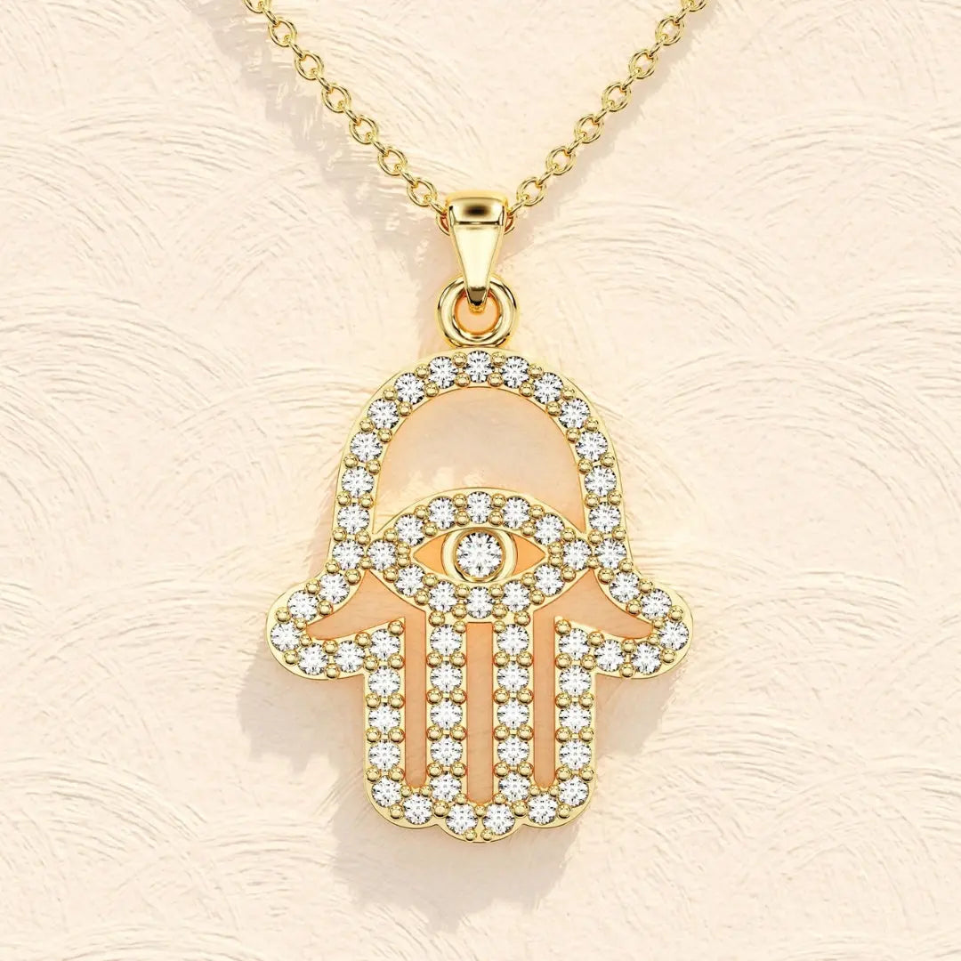 Lab Grown 1.72 CT Round Cut Diamond Boho & Hippie Necklace Jewel Carts