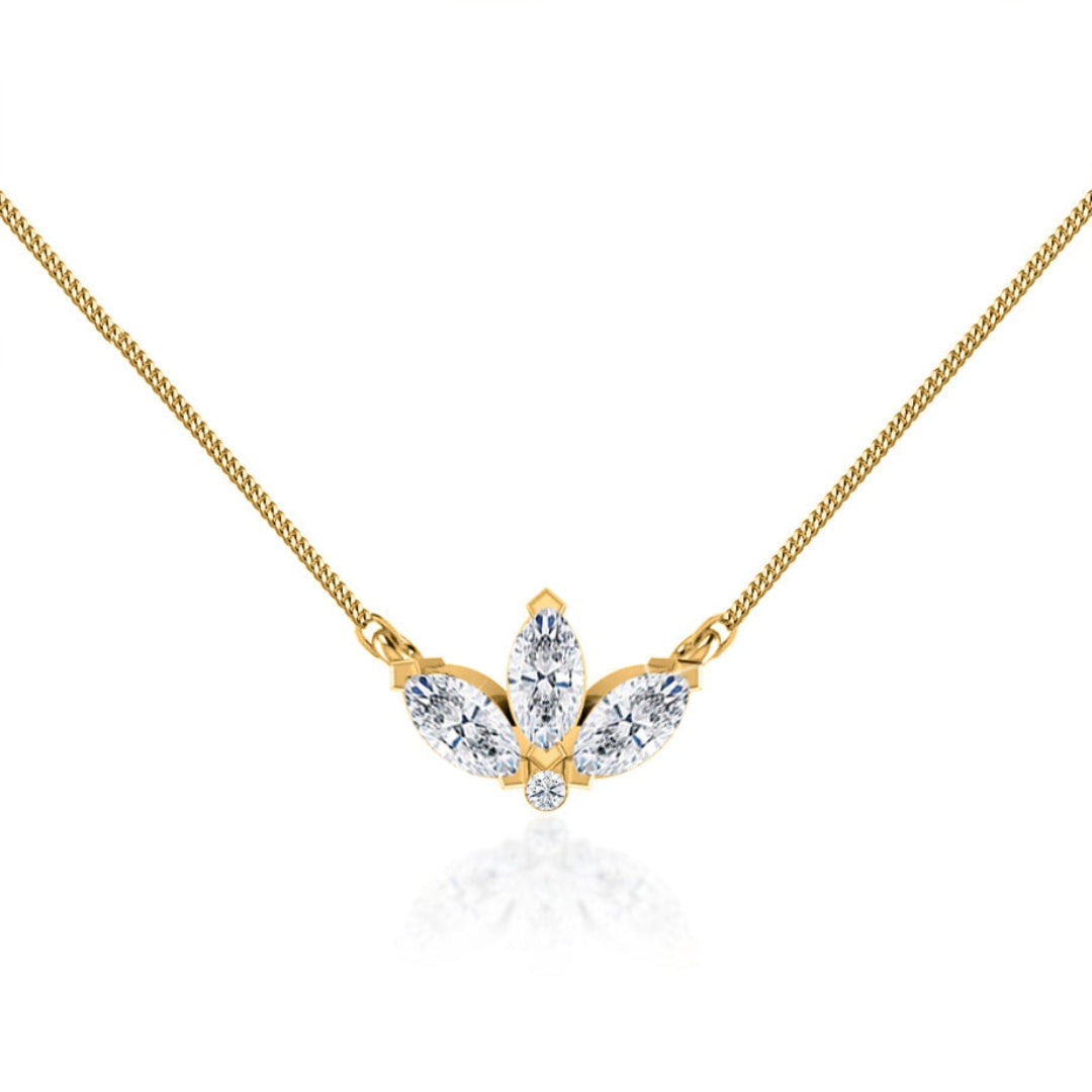 Lab Grown 1.06 CT Marquise Cut Diamond Edwardian Necklace Jewel Carts