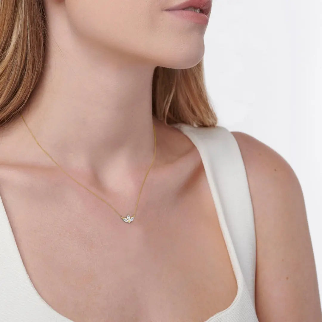 Lab Grown 1.06 CT Marquise Cut Diamond Edwardian Necklace Jewel Carts