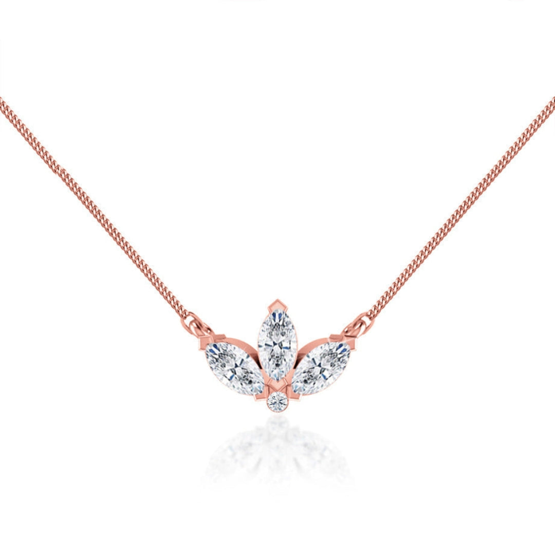 Lab Grown 1.06 CT Marquise Cut Diamond Edwardian Necklace