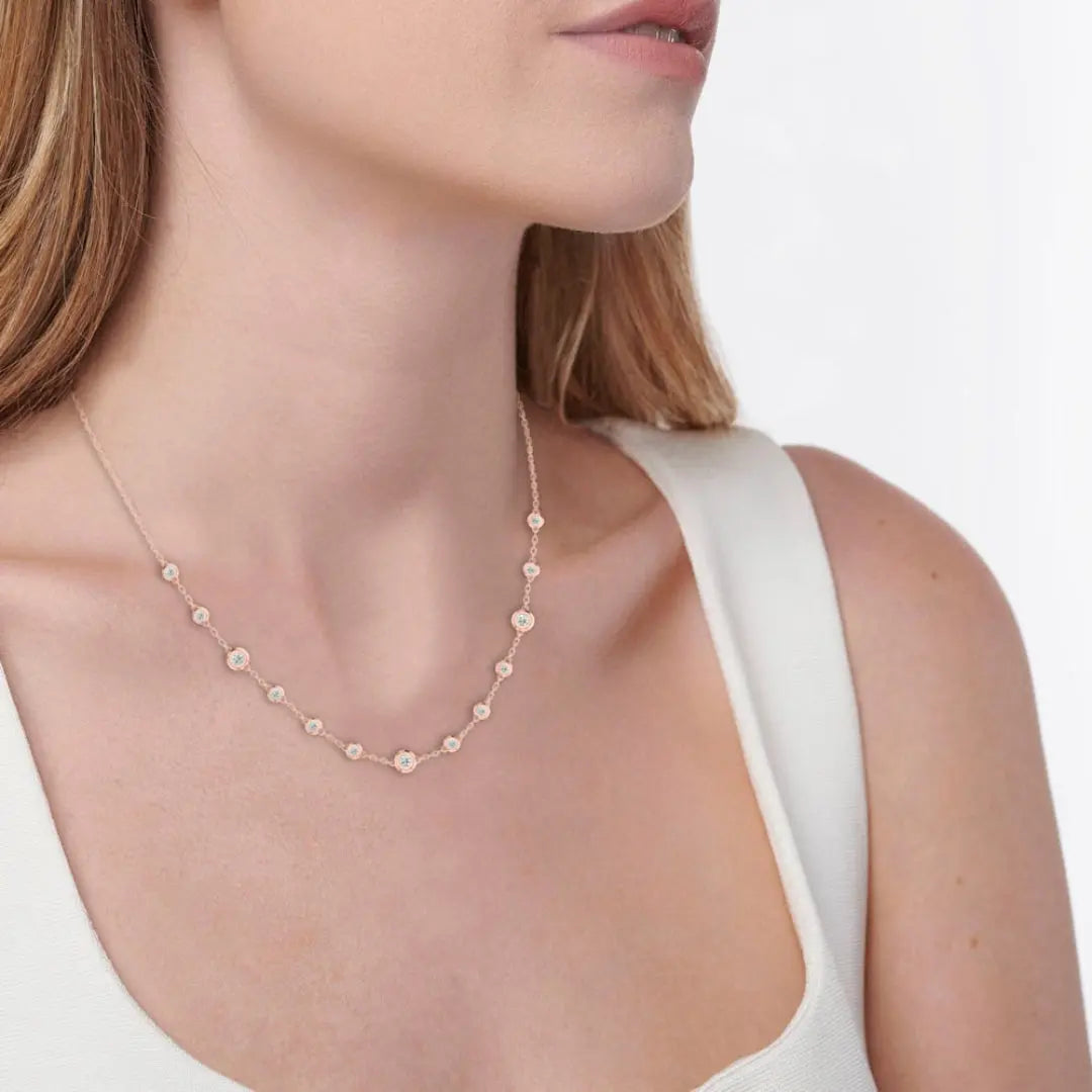 Lab Grown 1.55 CT Round Cut Diamond Art Deco Necklace Jewel Carts