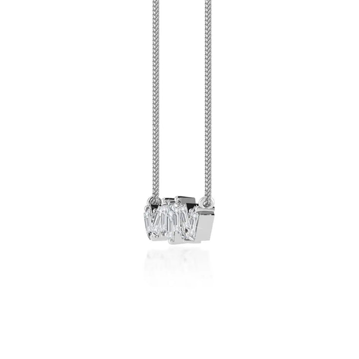 Lab Grown 1.80 CT Baguette & Round Cut Diamond Art Nouveau Necklace Jewel Carts