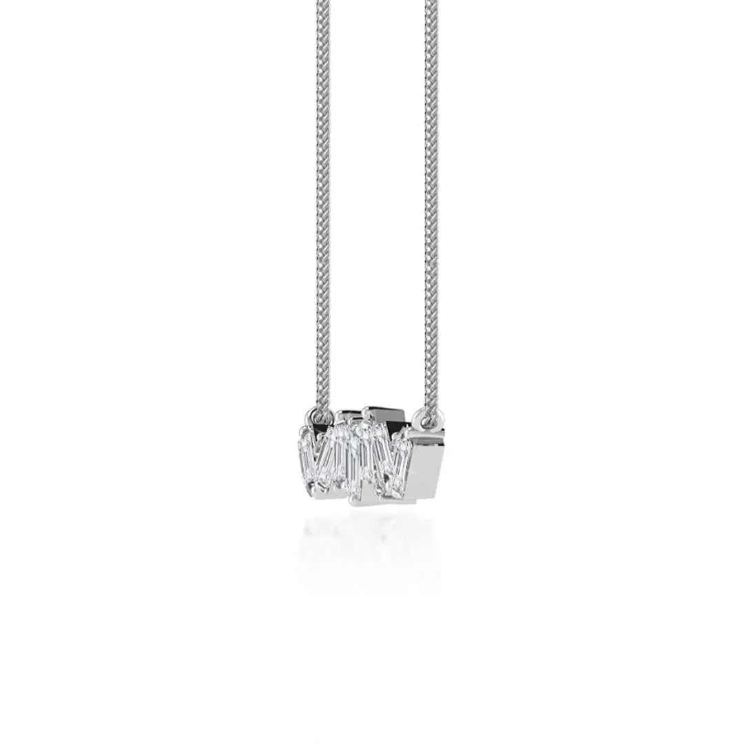Lab Grown 1.80 CT Baguette & Round Cut Diamond Art Nouveau Necklace Jewel Carts