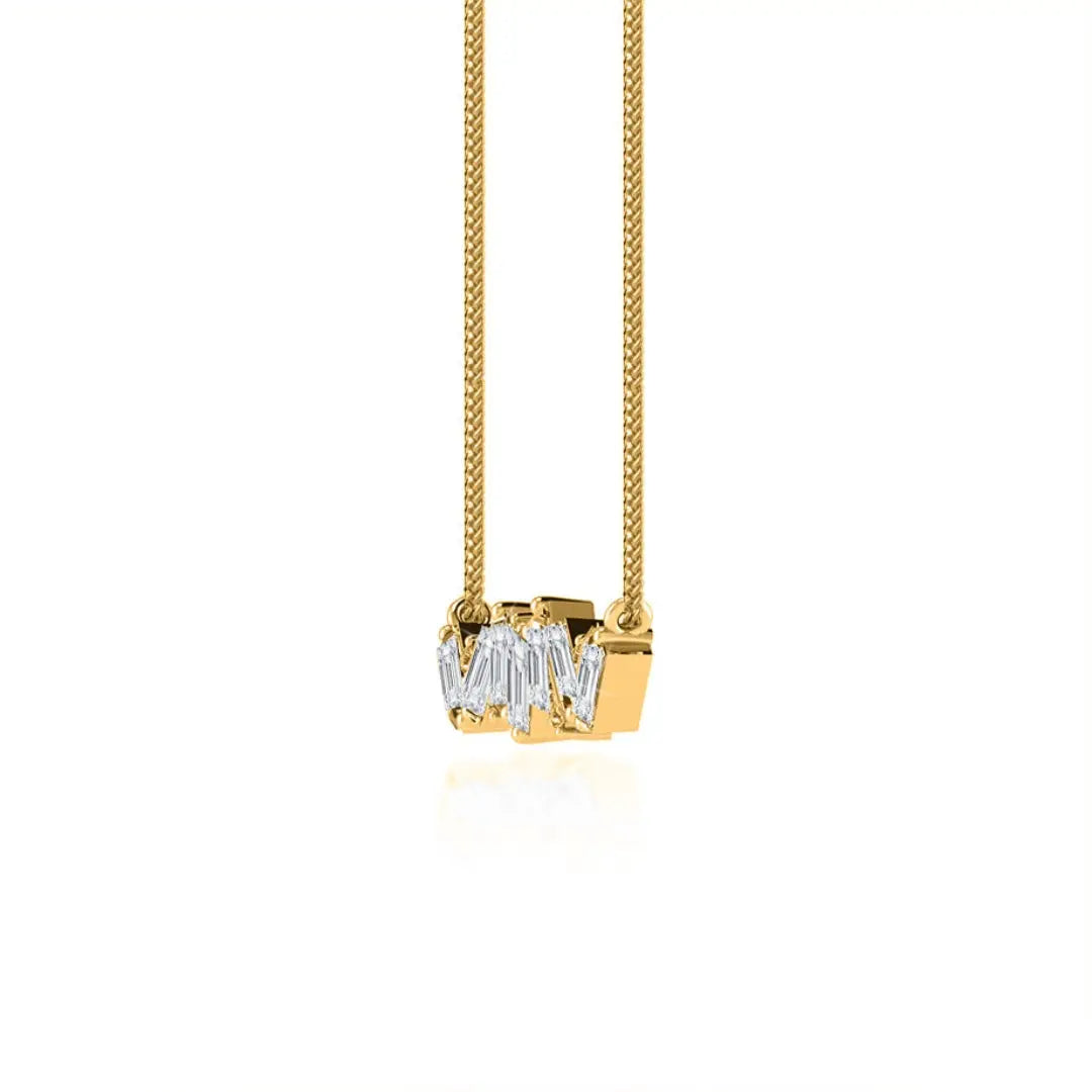 Lab Grown 1.80 CT Baguette & Round Cut Diamond Art Nouveau Necklace Jewel Carts