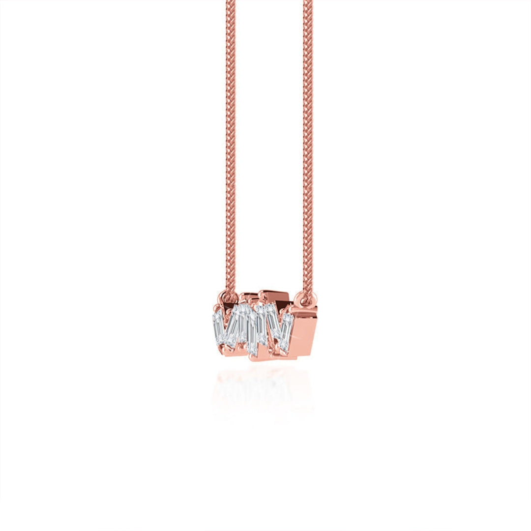 Lab Grown 1.80 CT Baguette & Round Cut Diamond Art Nouveau Necklace