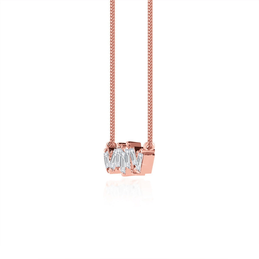 Lab Grown 1.80 CT Baguette & Round Cut Diamond Art Nouveau Necklace Jewel Carts