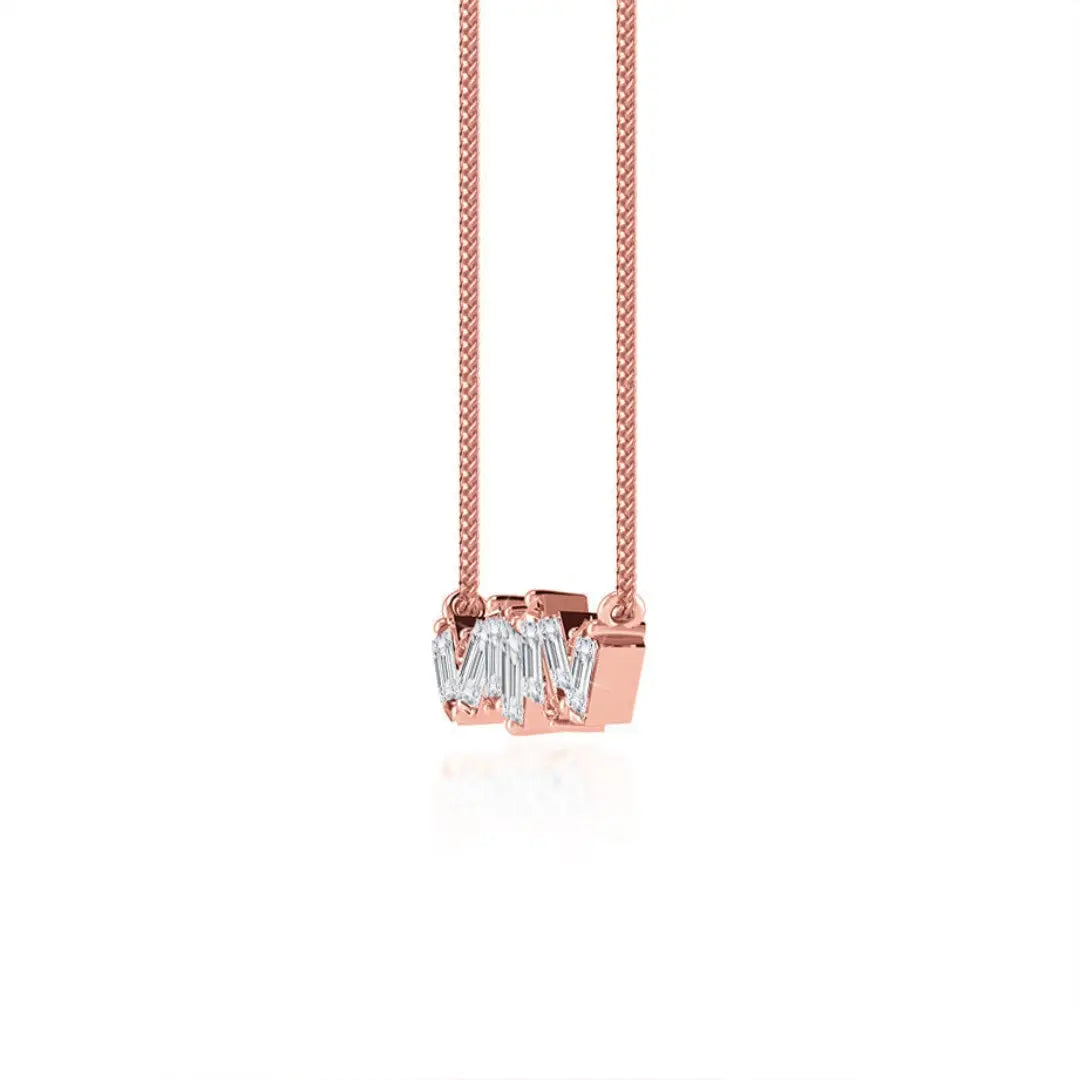 Lab Grown 1.80 CT Baguette & Round Cut Diamond Art Nouveau Necklace Jewel Carts