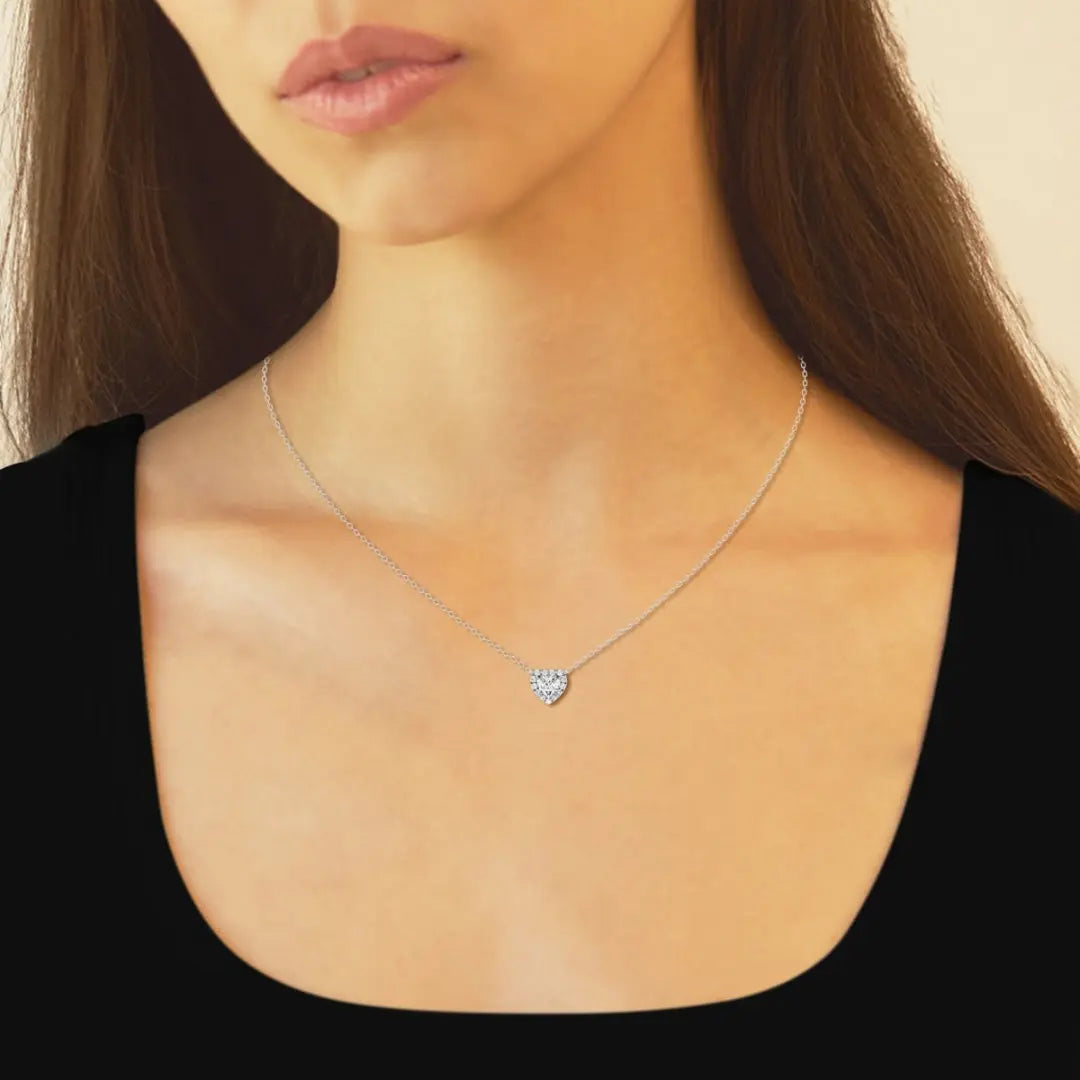 Lab Grown 2.05 CT Round Cut Diamond Mid-Century Necklace Jewel Carts