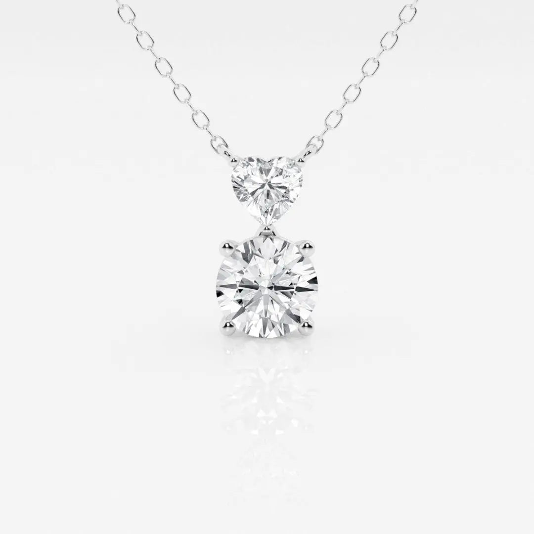 Lab Grown 3.05 CT Round & Heart Cut Diamond Minimalist Necklace Jewel Carts