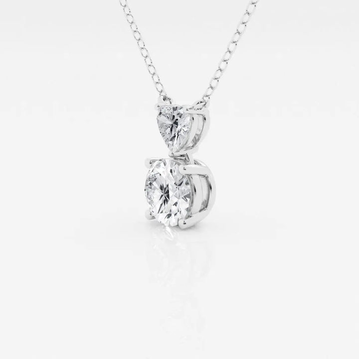 Lab Grown 3.05 CT Round & Heart Cut Diamond Minimalist Necklace Jewel Carts