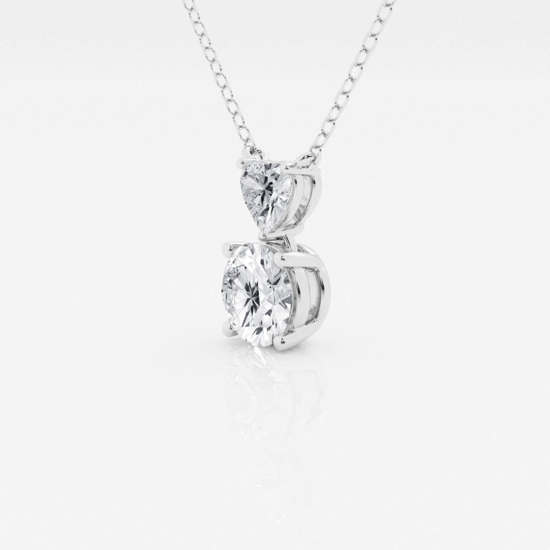Lab Grown 3.05 CT Round & Heart Cut Diamond Minimalist Necklace Jewel Carts