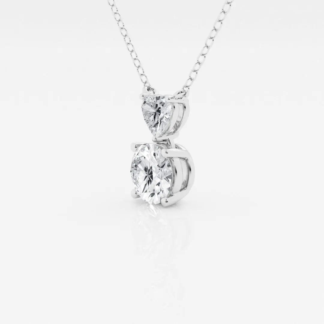Lab Grown 3.05 CT Round & Heart Cut Diamond Minimalist Necklace Jewel Carts