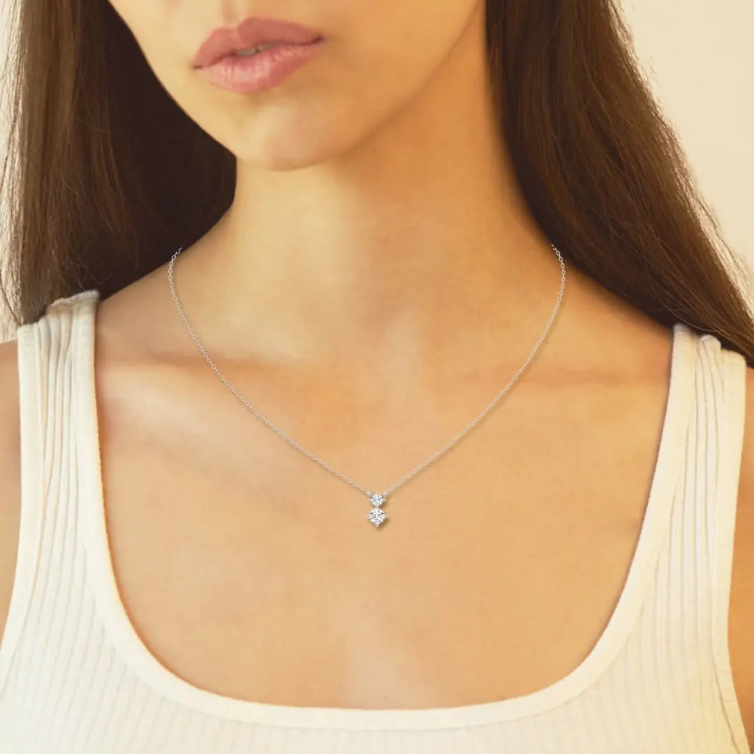 Lab Grown 1.90 CT Round Cut Diamond Boho & Hippie Necklace Jewel Carts