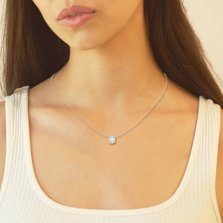 Lab Grown 2.75 CT Emerald Cut Diamond Celtic Necklace Jewel Carts