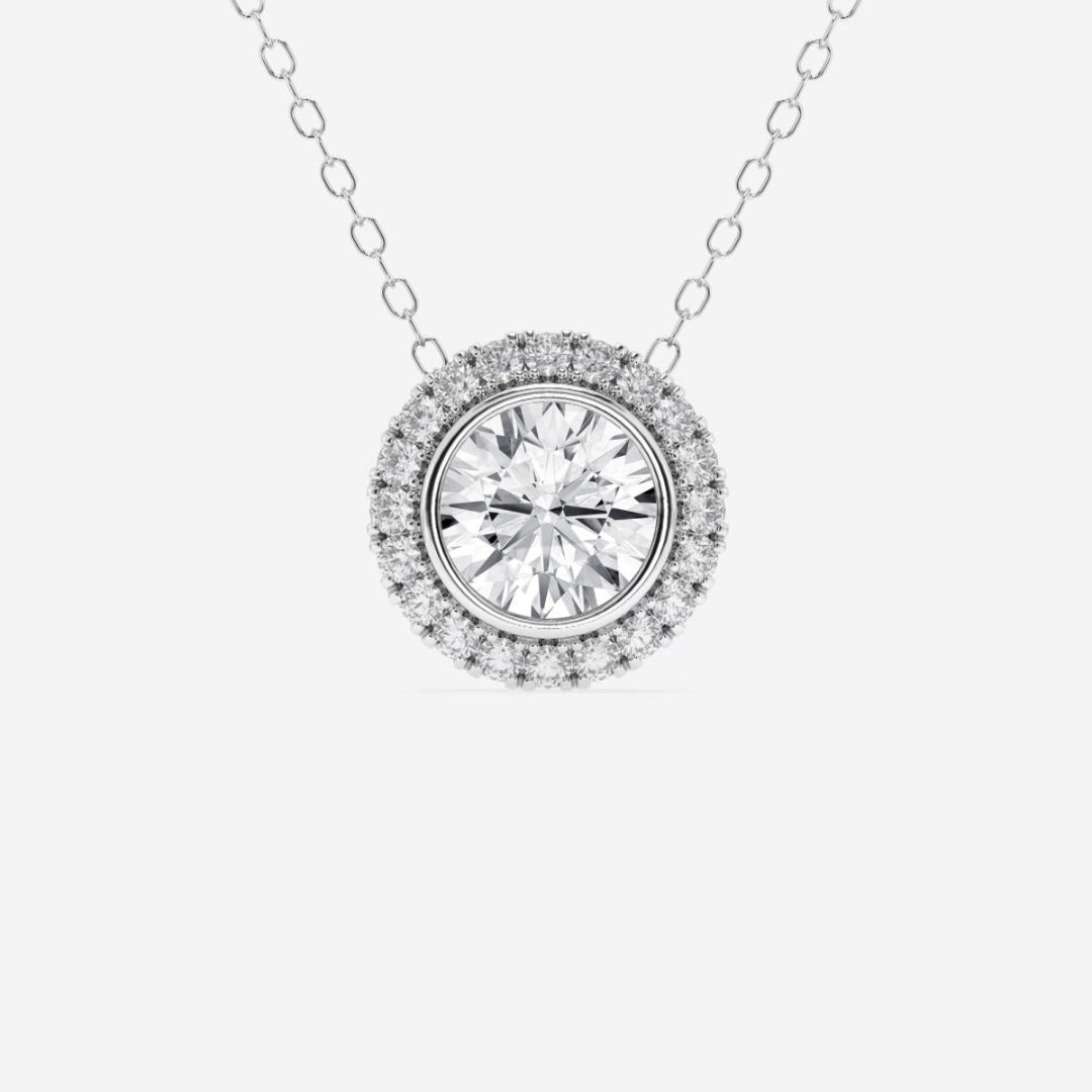 Lab Grown 3.10 CT Round Cut Diamond Art Deco Necklace Jewel Carts