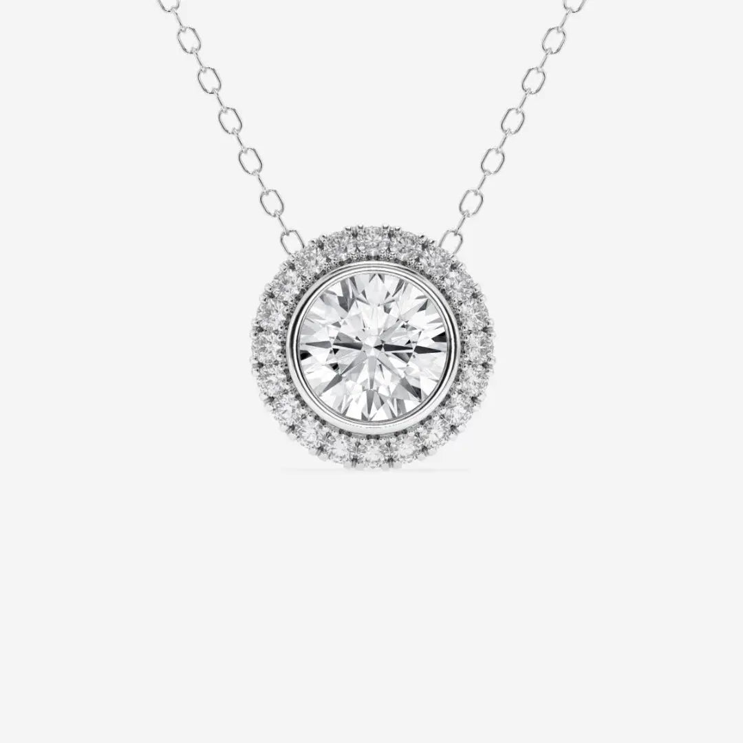 Lab Grown 3.10 CT Round Cut Diamond Art Deco Necklace Jewel Carts