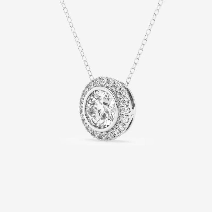 Lab Grown 3.10 CT Round Cut Diamond Art Deco Necklace Jewel Carts