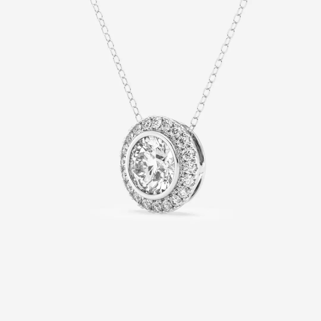 Lab Grown 3.10 CT Round Cut Diamond Art Deco Necklace Jewel Carts