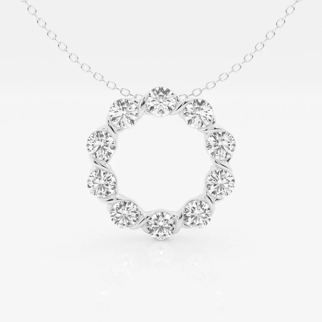 Lab Grown 1.17 CT Round Cut Diamond Art Nouveau Necklace Jewel Carts
