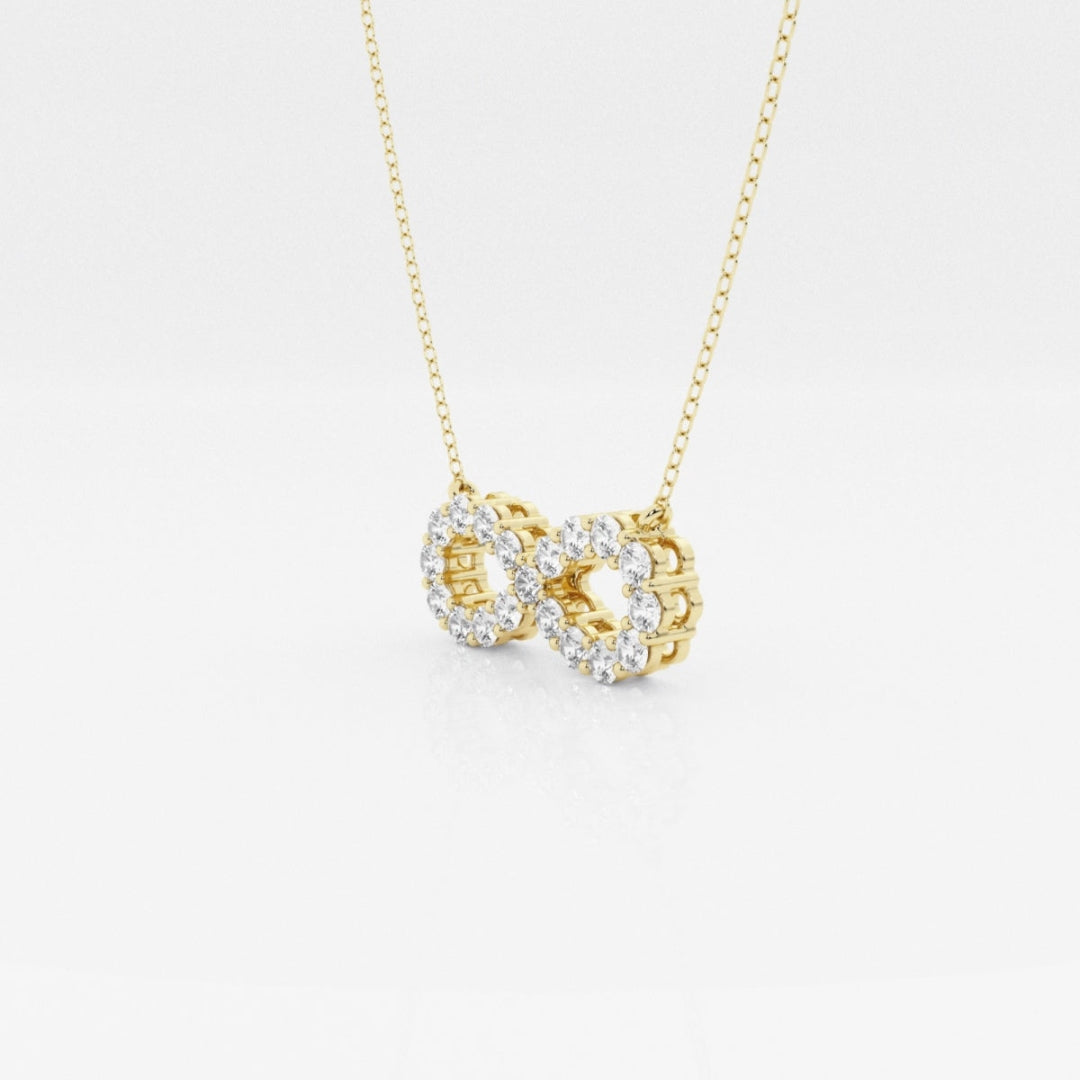 Lab Grown 1.08 CT Round Cut Diamond Mid-Century Necklace Jewel Carts