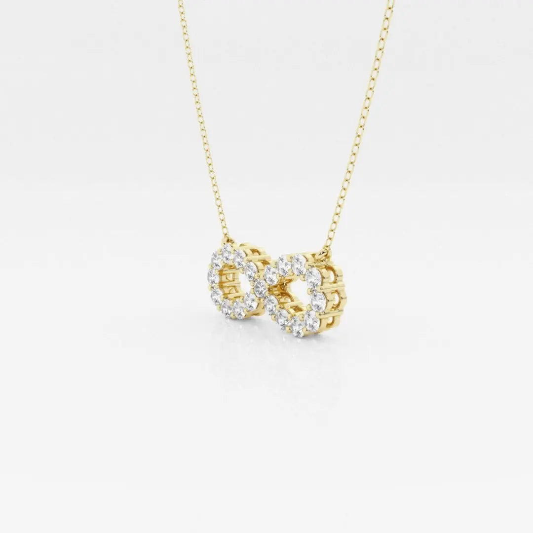Lab Grown 1.08 CT Round Cut Diamond Mid-Century Necklace Jewel Carts