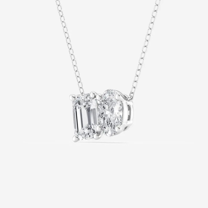 Lab Grown 2.20 CT Emerald & Oval Cut Diamond Boho & Hippie Necklace Jewel Carts