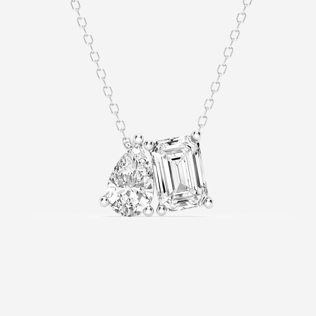 Lab Grown 3.00 CT Pear & Emerald Cut Diamond Brutalist Necklace Jewel Carts