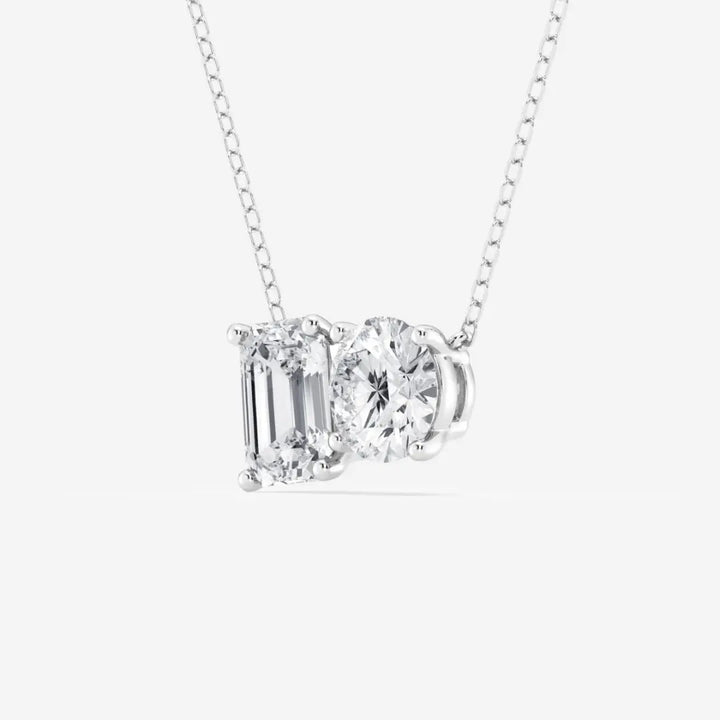 Lab Grown 3.16 CT Emerald & Round Cut Diamond Edwardian Necklace Jewel Carts