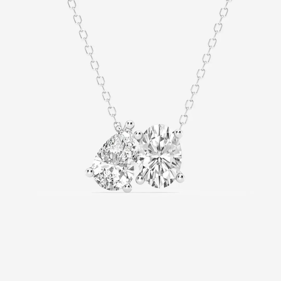 Lab Grown 2.56 CT Pear & Oval Cut Diamond Gothic Necklace Jewel Carts