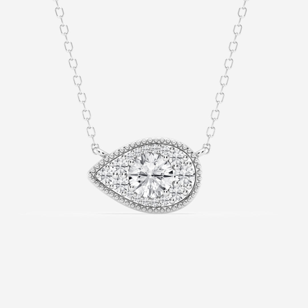 Lab Grown 3.24 CT Round Cut Diamond Mid-Century Necklace Jewel Carts
