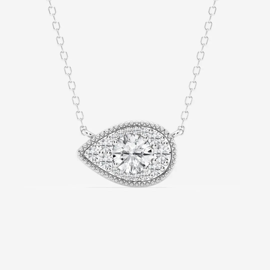 Lab Grown 3.24 CT Round Cut Diamond Mid-Century Necklace Jewel Carts