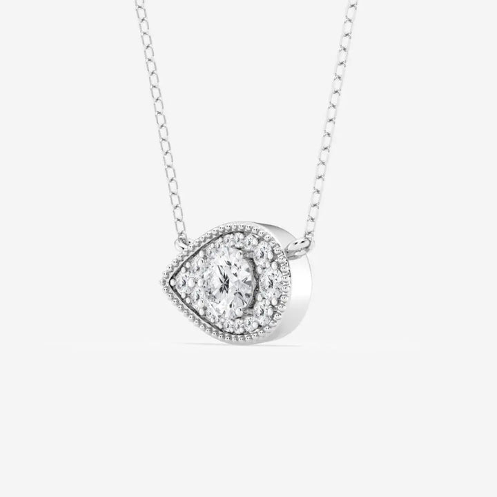 Lab Grown 3.24 CT Round Cut Diamond Mid-Century Necklace Jewel Carts