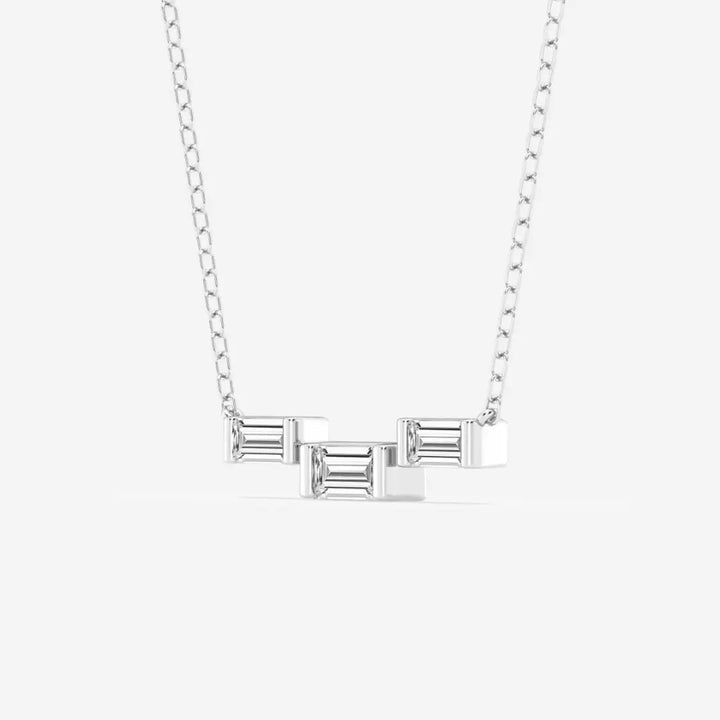 Lab Grown 1.38 CT Baguette Cut Diamond Art Deco Necklace Jewel Carts
