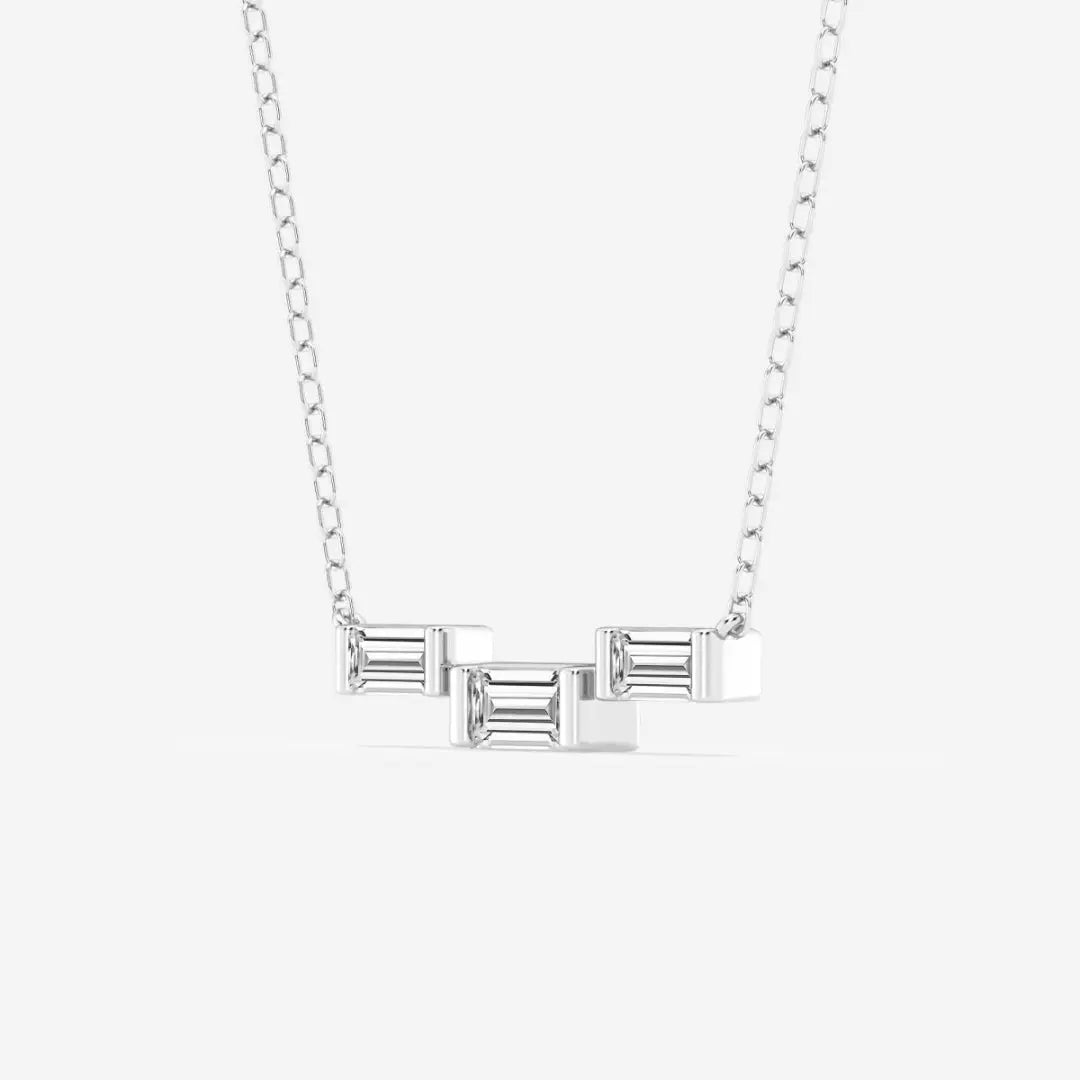 Lab Grown 1.38 CT Baguette Cut Diamond Art Deco Necklace Jewel Carts