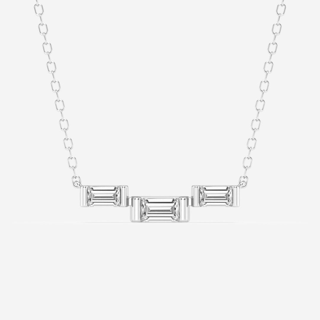 Lab Grown 1.38 CT Baguette Cut Diamond Art Deco Necklace Jewel Carts